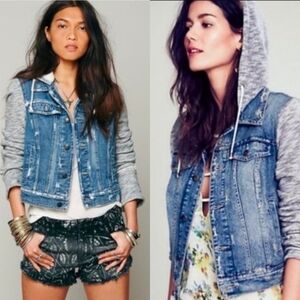 Free People Distressed Denim Womens Jacket XS